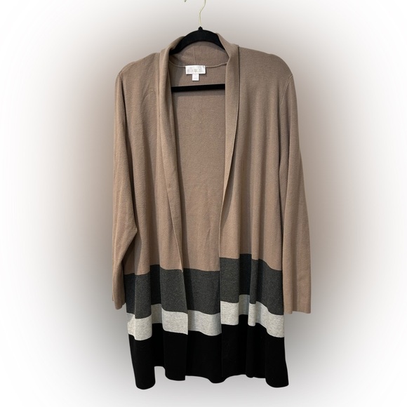 Belle by Kim Gravel Sweaters - Women's Color Block Open Front Cardigan